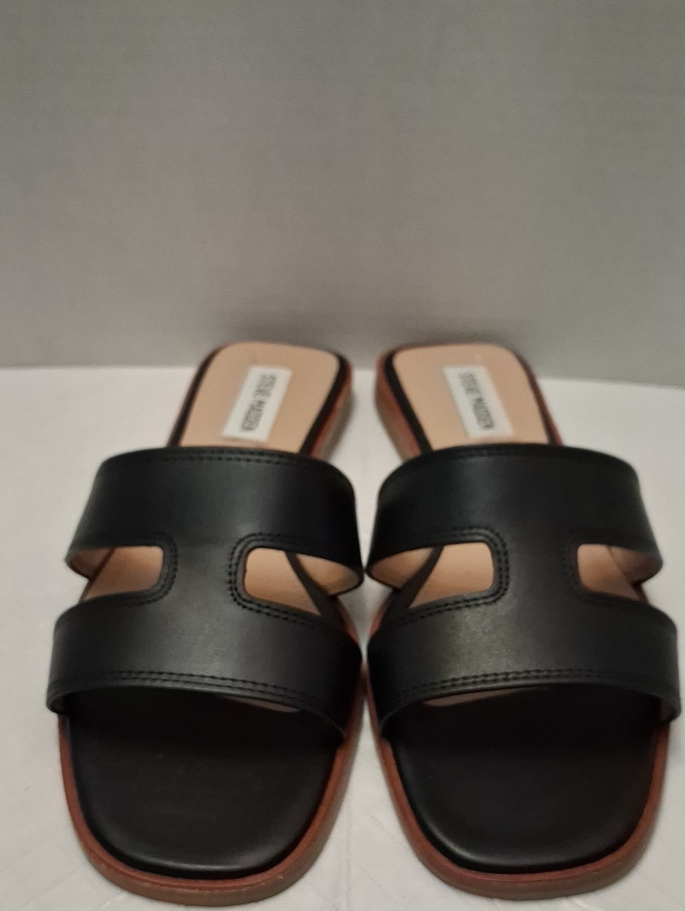 Steve Madden Hazel Size 9 Women's Black Leather Upper Double-Strap Slide/sandals - Picture 3 of 17